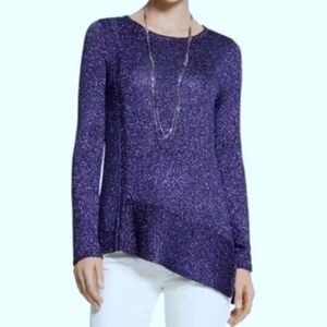 Chicos Sweater Cecilia Shine Pullover Long-Sleeve Scoop-Neck US SIZE 1 (8 10)